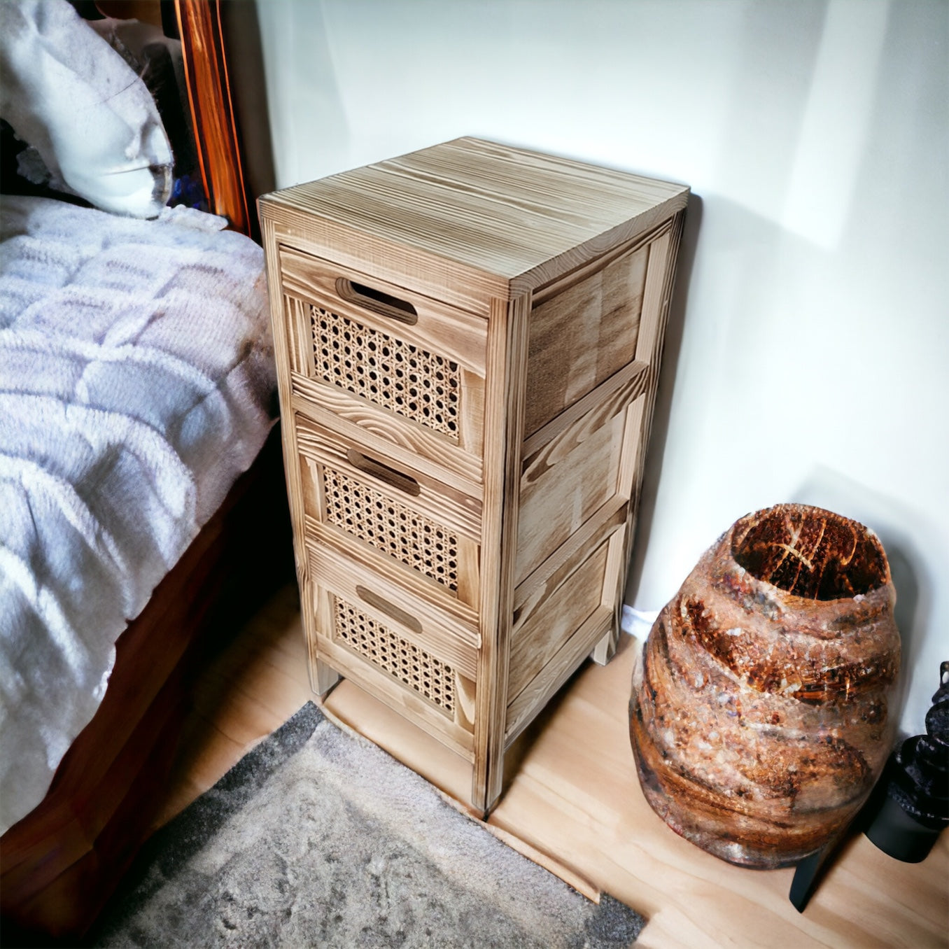 Cajonera Hanoi - Estructura de Madera y Cajones de Rattan