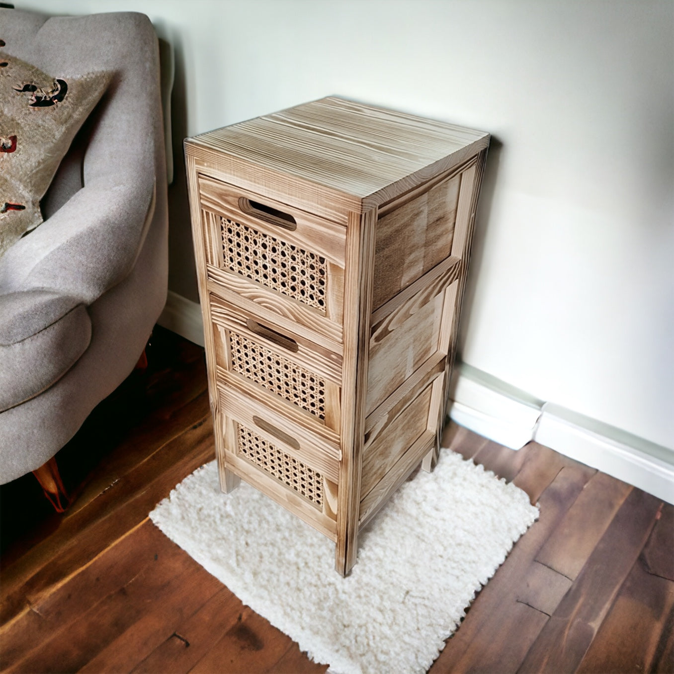 Cajonera Hanoi - Estructura de Madera y Cajones de Rattan