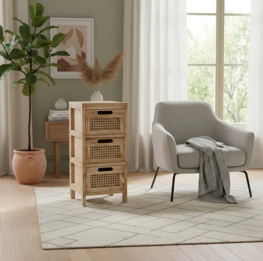 Cajonera Hanoi - Estructura de Madera y Cajones de Rattan