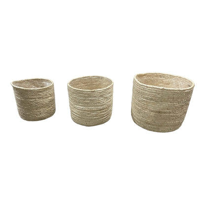 Maceteros Tejidos en Blanco - Set de 3 Piezas de Yute o Seagrass