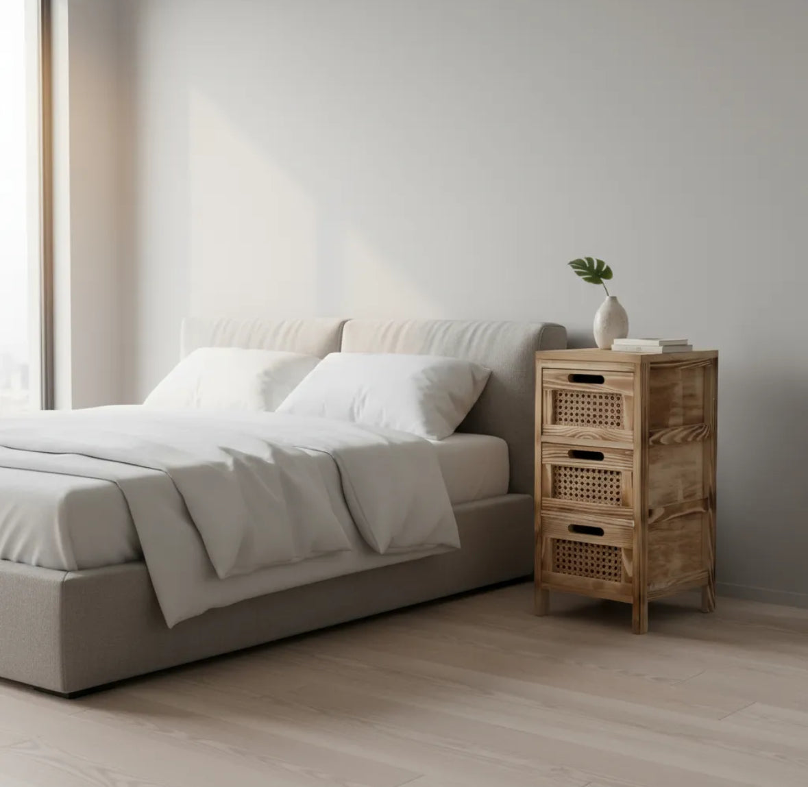 Cajonera Hanoi - Estructura de Madera y Cajones de Rattan