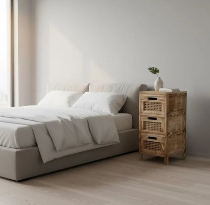 Cajonera Hanoi - Estructura de Madera y Cajones de Rattan