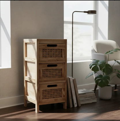 Cajonera Hanoi - Estructura de Madera y Cajones de Rattan