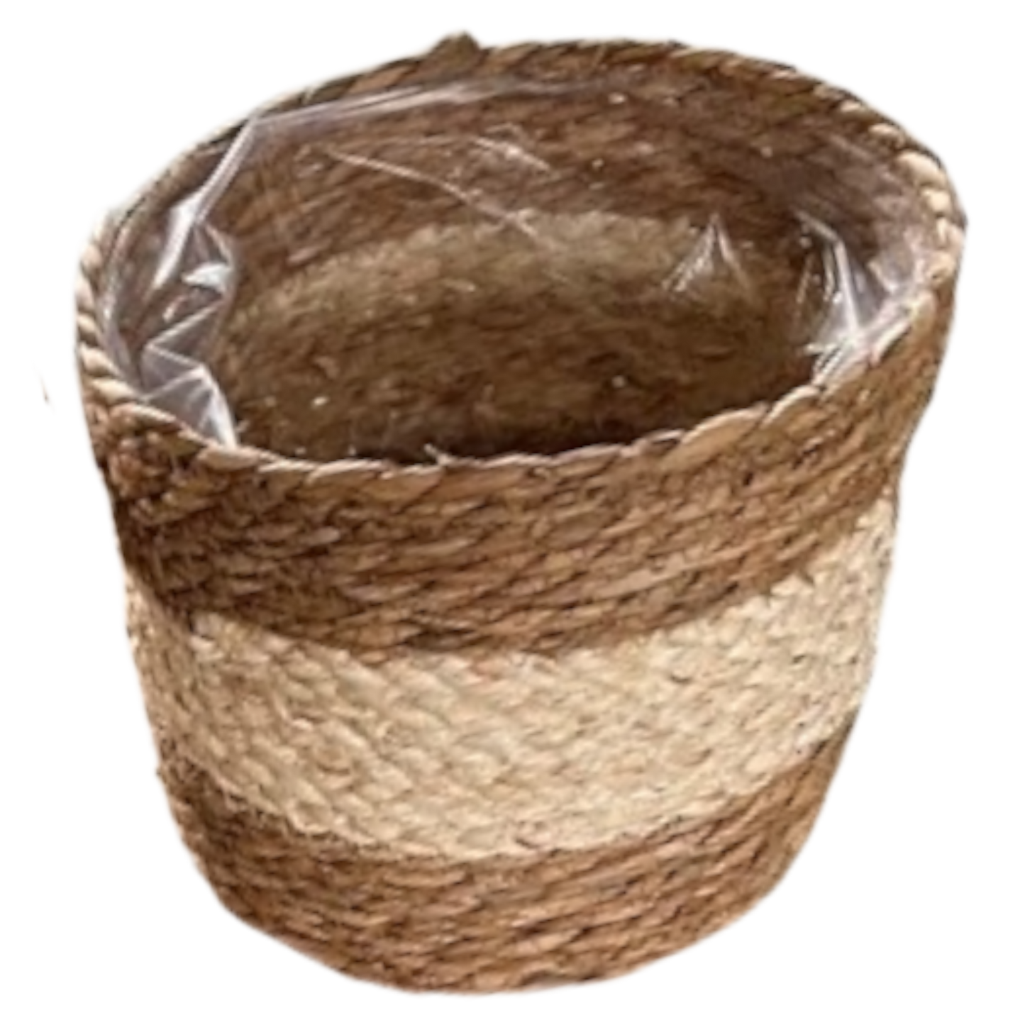 Maceteros Tejidos franja Blanco - Set de 3 Piezas de Yute o Seagrass