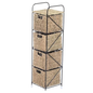 Cajonera Iron - Hierro Negro con 4 Cajones de Mimbre - Estructura Industrial